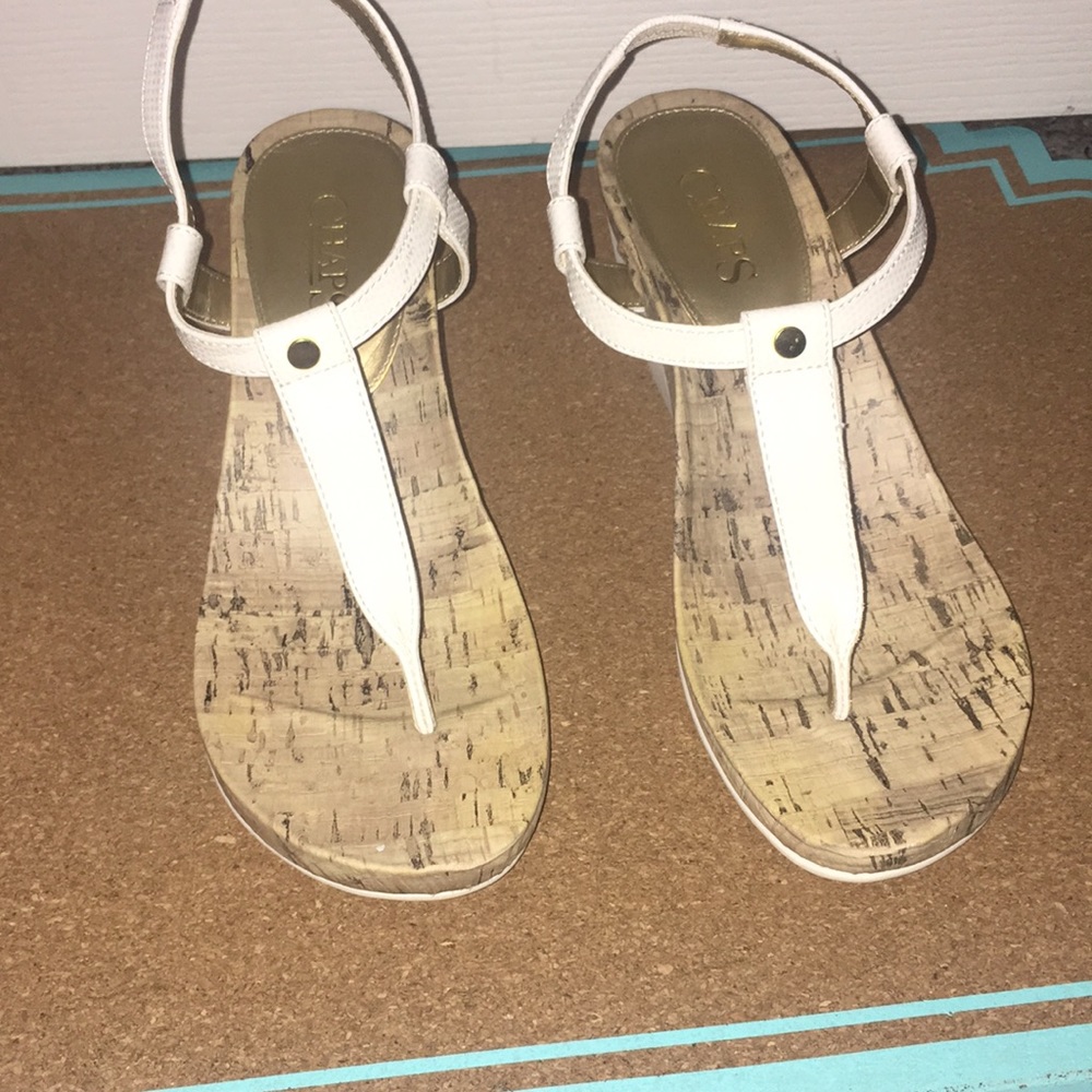 White Chaps Wedge Heel Sandal